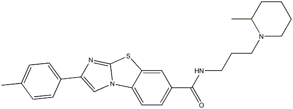 N-(3-(2-Methylpiperidin-1-yl)propyl)-2-(p-tolyl)benzo[d]imidazo[2,1-b]thiazole-7-carboxamide Struktur