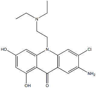 7-amino-6-chloro-10-(N,N--diethylaminoethyl)-1,3-dihydroxyacridin-9-one Struktur