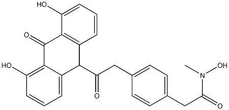 N-hydroxy-N-methyl-4-(2-(4,5-dihydroxy-10-oxo-9,10-dihydroanthracene-9-yl)-2-oxoethyl)phenylacetamide Struktur