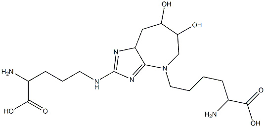 2-amino-6-(2-((4-amino-4-carboxybutyl)amino)-6,7-dihydroxy-4,5,6,7,8,8a-hexahydroimidazo(4,5-b)azepin-4-yl)hexanoic acid Struktur