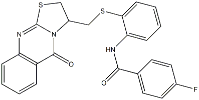 4-fluoro-N-(2-{[(5-oxo-2,3-dihydro-5H-[1,3]thiazolo[2,3-b]quinazolin-3-yl)methyl]sulfanyl}phenyl)benzenecarboxamide Struktur