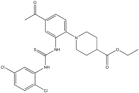 ethyl 1-(4-acetyl-2-{[(2,5-dichloroanilino)carbothioyl]amino}phenyl)piperidine-4-carboxylate Struktur