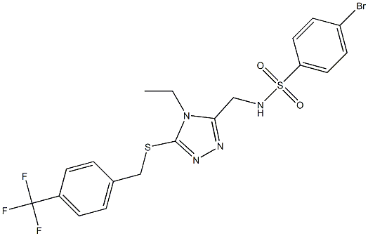 4-bromo-N-[(4-ethyl-5-{[4-(trifluoromethyl)benzyl]sulfanyl}-4H-1,2,4-triazol-3-yl)methyl]benzenesulfonamide Struktur