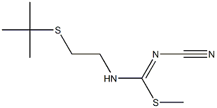 2-[(2-{[(cyanoimino)(methylthio)methyl]amino}ethyl)thio]-2-methylpropane Struktur