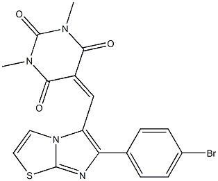 5-{[6-(4-bromophenyl)imidazo[2,1-b][1,3]thiazol-5-yl]methylene}-1,3-dimethyl-2,4,6(1H,3H,5H)-pyrimidinetrione Struktur