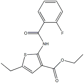 ethyl 5-ethyl-2-[(2-fluorobenzoyl)amino]thiophene-3-carboxylate Struktur