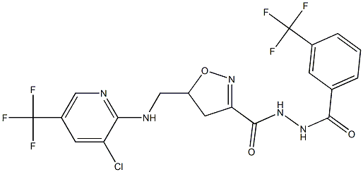 5-({[3-chloro-5-(trifluoromethyl)-2-pyridinyl]amino}methyl)-N'-[3-(trifluoromethyl)benzoyl]-4,5-dihydro-3-isoxazolecarbohydrazide Struktur