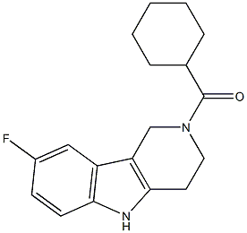 cyclohexyl(8-fluoro-2,3,4,5-tetrahydro-1H-pyrido[4,3-b]indol-2-yl)methanone Struktur