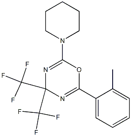 2-(2-methylphenyl)-6-piperidino-4,4-di(trifluoromethyl)-4H-1,3,5-oxadiazine Struktur