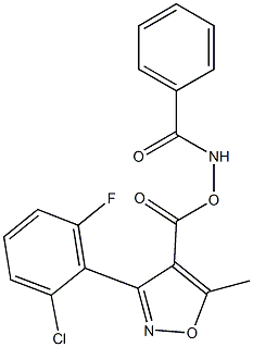 N-({[3-(2-chloro-6-fluorophenyl)-5-methylisoxazol-4-yl]carbonyl}oxy)benzamide Struktur