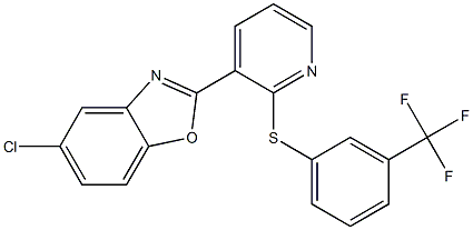 5-chloro-2-(2-{[3-(trifluoromethyl)phenyl]sulfanyl}-3-pyridinyl)-1,3-benzoxazole Struktur