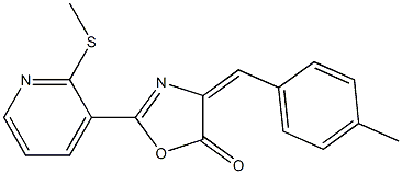 4-(4-methylbenzylidene)-2-[2-(methylthio)-3-pyridyl]-4,5-dihydro-1,3-oxazol-5-one Struktur