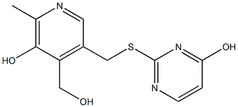 2-({[5-hydroxy-4-(hydroxymethyl)-6-methyl-3-pyridyl]methyl}thio)pyrimidin-4-ol Struktur