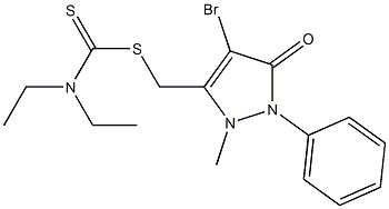 (4-bromo-2-methyl-5-oxo-1-phenyl-2,5-dihydro-1H-pyrazol-3-yl)methyl N,N-diethylcarbamodithioate Struktur