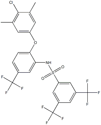 N1-[2-(4-chloro-3,5-dimethylphenoxy)-5-(trifluoromethyl)phenyl]-3,5-di(trifluoromethyl)benzene-1-sulfonamide Struktur