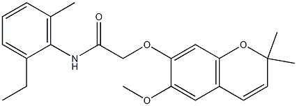 N1-(2-ethyl-6-methylphenyl)-2-[(6-methoxy-2,2-dimethyl-2H-chromen-7-yl)oxy]acetamide Struktur