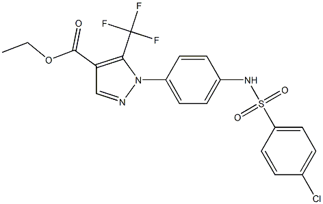 ethyl 1-(4-{[(4-chlorophenyl)sulfonyl]amino}phenyl)-5-(trifluoromethyl)-1H-pyrazole-4-carboxylate Struktur