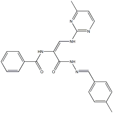 N-{1-({2-[(4-methylphenyl)methylene]hydrazino}carbonyl)-2-[(4-methyl-2-pyrimidinyl)amino]vinyl}benzenecarboxamide Struktur