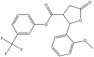 3-(trifluoromethyl)phenyl 2-(2-methoxyphenyl)-5-oxotetrahydrofuran-3-carboxylate Struktur