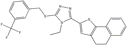 3-(4,5-dihydronaphtho[1,2-b]thiophen-2-yl)-4-ethyl-5-{[3-(trifluoromethyl)benzyl]sulfanyl}-4H-1,2,4-triazole Struktur