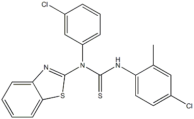 N-(1,3-benzothiazol-2-yl)-N'-(4-chloro-2-methylphenyl)-N-(3-chlorophenyl)thiourea Struktur