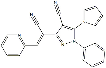 3-[1-cyano-2-(2-pyridyl)vinyl]-1-phenyl-5-(1H-pyrrol-1-yl)-1H-pyrazole-4-carbonitrile Struktur