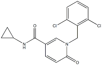 N-cyclopropyl-1-(2,6-dichlorobenzyl)-6-oxo-1,6-dihydro-3-pyridinecarboxamide Struktur