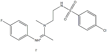 N-{(Z)-1-[(2-{[(4-chlorophenyl)sulfonyl]amino}ethyl)(methyl)amino]ethylidene}-4-fluorobenzenaminium iodide Struktur