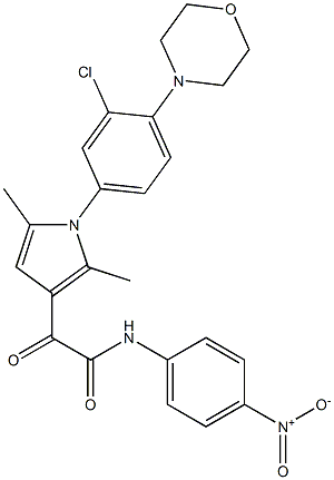 2-[1-(3-chloro-4-morpholinophenyl)-2,5-dimethyl-1H-pyrrol-3-yl]-N-(4-nitrophenyl)-2-oxoacetamide Struktur