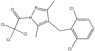 2,2,2-trichloro-1-[4-(2,6-dichlorobenzyl)-3,5-dimethyl-1H-pyrazol-1-yl]ethan-1-one Struktur