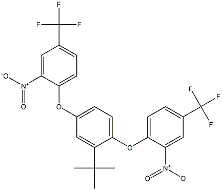 2-(tert-butyl)-1,4-di[2-nitro-4-(trifluoromethyl)phenoxy]benzene Struktur