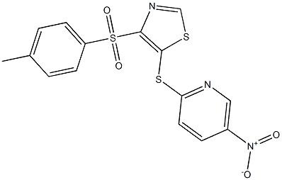 4-[(4-methylphenyl)sulfonyl]-5-[(5-nitro-2-pyridyl)thio]-1,3-thiazole Struktur