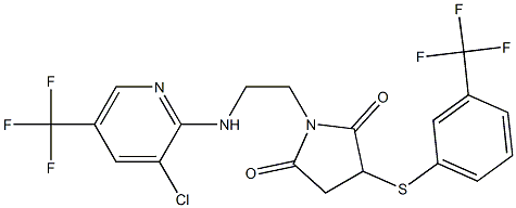 1-(2-{[3-chloro-5-(trifluoromethyl)-2-pyridinyl]amino}ethyl)-3-{[3-(trifluoromethyl)phenyl]sulfanyl}dihydro-1H-pyrrole-2,5-dione Struktur