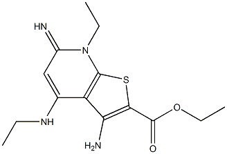 ethyl 3-amino-7-ethyl-4-(ethylamino)-6-imino-6,7-dihydrothieno[2,3-b]pyridine-2-carboxylate Struktur