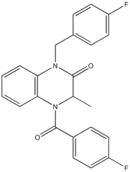 4-(4-fluorobenzoyl)-1-(4-fluorobenzyl)-3-methyl-3,4-dihydro-2(1H)-quinoxalinone Struktur