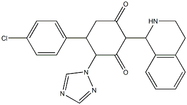 5-(4-chlorophenyl)-2-(1,2,3,4-tetrahydro-1-isoquinolinyl)-4-(1H-1,2,4-triazol-1-yl)-1,3-cyclohexanedione Struktur