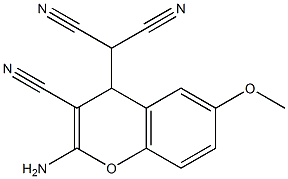 2-(2-amino-3-cyano-6-methoxy-4H-chromen-4-yl)malononitrile Struktur