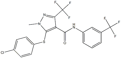 5-[(4-chlorophenyl)sulfanyl]-1-methyl-3-(trifluoromethyl)-N-[3-(trifluoromethyl)phenyl]-1H-pyrazole-4-carboxamide Struktur