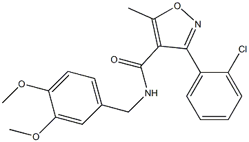 3-(2-chlorophenyl)-N-(3,4-dimethoxybenzyl)-5-methyl-4-isoxazolecarboxamide Struktur