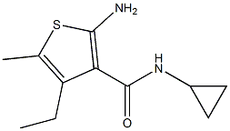 2-Amino-N-cyclopropyl-4-ethyl-5-methylthiophene-3-carboxamide Struktur