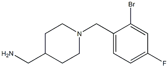 {1-[(2-bromo-4-fluorophenyl)methyl]piperidin-4-yl}methanamine Struktur