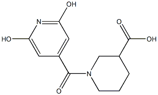 1-(2,6-dihydroxyisonicotinoyl)piperidine-3-carboxylic acid Struktur