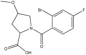 1-(2-bromo-4-fluorobenzoyl)-4-methoxypyrrolidine-2-carboxylic acid Struktur