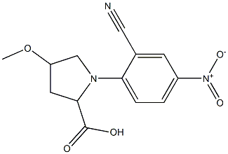 1-(2-cyano-4-nitrophenyl)-4-methoxypyrrolidine-2-carboxylic acid Struktur