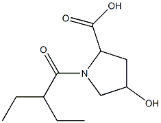 1-(2-ethylbutanoyl)-4-hydroxypyrrolidine-2-carboxylic acid Struktur