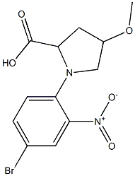 1-(4-bromo-2-nitrophenyl)-4-methoxypyrrolidine-2-carboxylic acid Struktur