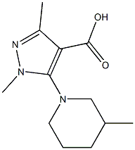 1,3-dimethyl-5-(3-methylpiperidin-1-yl)-1H-pyrazole-4-carboxylic acid Struktur