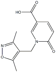 1-[(3,5-dimethyl-1,2-oxazol-4-yl)methyl]-6-oxo-1,6-dihydropyridine-3-carboxylic acid Struktur