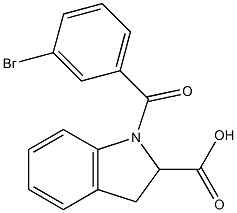 1-[(3-bromophenyl)carbonyl]-2,3-dihydro-1H-indole-2-carboxylic acid Struktur