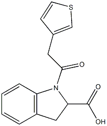 1-[2-(thiophen-3-yl)acetyl]-2,3-dihydro-1H-indole-2-carboxylic acid Struktur